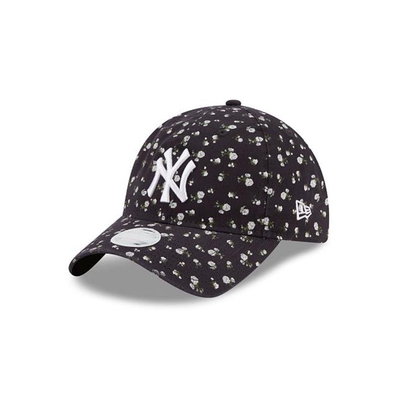 MLB New York Yankees Womens Floral 9Twenty Adjustable (APW4319) - Blue New Era Caps